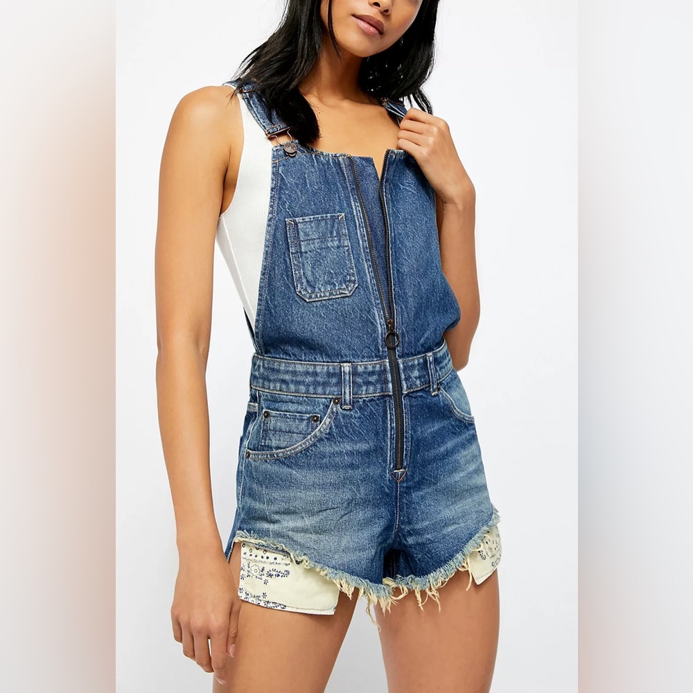Free People Sunkissed Short Overalls $108 MSRP